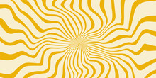 Trippy Radial Burst Background. Psychedelic Spiral Wavy Wallpaper. Linear Sunburst Swirl. Twisted And Distorted Curly Texture. Vector 