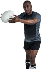 Wall Mural - Athlete in position to throw rugby ball