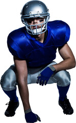 Poster - American football player in uniform crouching