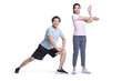 © Blue Jean Images - Studio shot of senior Chinese couple exercising