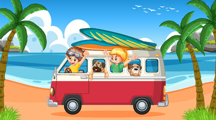 Wall Mural - Summer Road Trip with Animals