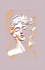 Poster - Abstract portrait illustration digital art face person poster background artwork 
minimal expressionism line art drawing style yoga peaceful graphic design character generative ai