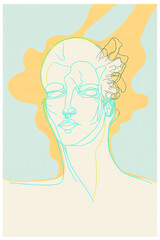 Poster - Abstract portrait illustration digital art face person poster background artwork 
minimal expressionism line art drawing style yoga peaceful graphic design character generative ai