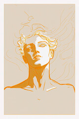 Poster - Abstract portrait illustration digital art face person poster background artwork 
minimal expressionism line art drawing style yoga peaceful graphic design character generative ai