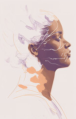 Poster - Abstract portrait illustration digital art face person poster background artwork 
minimal expressionism line art drawing style yoga peaceful graphic design character generative ai