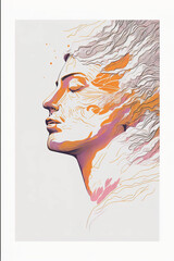 Poster - Abstract portrait illustration digital art face person poster background artwork 
minimal expressionism line art drawing style yoga peaceful graphic design character generative ai