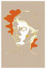 Poster - Abstract portrait illustration digital art face person poster background artwork 
minimal expressionism line art drawing style yoga peaceful graphic design character generative ai