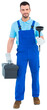 © vectorfusionart - Plumber with plunger and toolbox