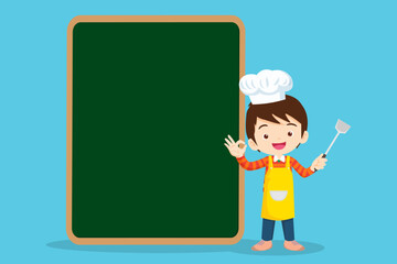 Wall Mural - Chef Kids Cooking class design template.Cute little chef cooking meal menu