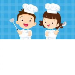 Wall Mural - Cute little chef cooking meal menu 40