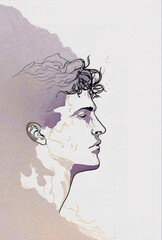 Poster - Abstract portrait illustration digital art face person poster background artwork 
minimal expressionism line art drawing style yoga peaceful graphic design character generative ai