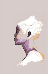 Poster - Abstract portrait illustration digital art face person poster background artwork 
minimal expressionism line art drawing style yoga peaceful graphic design character generative ai
