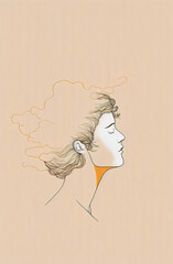 Poster - Abstract portrait illustration digital art face person poster background artwork 
minimal expressionism line art drawing style yoga peaceful graphic design character generative ai