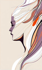 Poster - Abstract portrait illustration digital art face person poster background artwork 
minimal expressionism line art drawing style yoga peaceful graphic design character generative ai