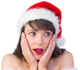  Pretty santa girl with hands on face