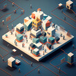 Networking 3D rendering, isometric
