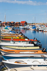 Sticker - Marina with moored boats at the coast