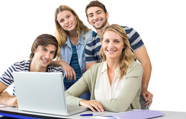 Sticker - Students using laptop in classroom