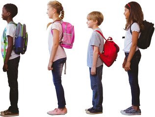 Wall Mural - School kids standing in school corridor