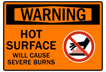 Wall Mural - Hot warning sign and labels hot, will cause severe burns