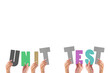 © vectorfusionart - Colorful alphabet spelling unit test held up by people