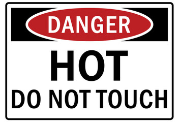 Wall Mural - Hot warning sign and labels hot, do not touch