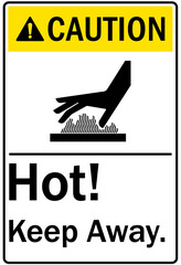 Poster - Hot warning sign and labels hot, keep away