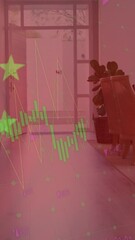 Poster - Animation of flag of china and data processing over house