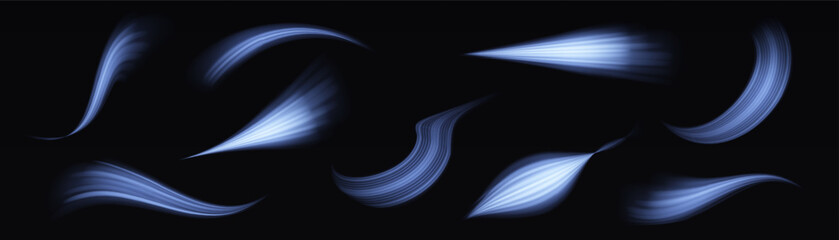 Wall Mural - Abstract blue wavy line of light with a transparent background, isolated and easy to edit. Vector Illustration