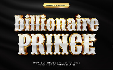 Canvas Print - billionaire prince Luxury White Golden sparkle text style effect template editable text effect