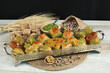 mik turkish desserts plate, baklava, pistachio and kadayif