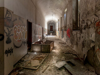 decaying and vandalised interior