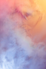 Wall Mural - Colorful abstract image of multicolored smoke spreading in neon colors. Design for gadgets wallpaper, background, advertising and design. Pastel colors. Creative vision. Smoke texture