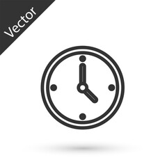 Poster - Grey line Clock icon isolated on white background. Time symbol. Vector