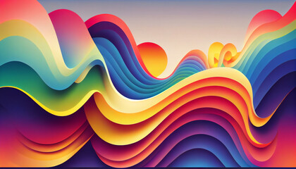 Wall Mural - Generative AI, Rainbow Rhapsody: An Energetic and Playful Gradient Design