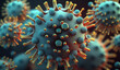 Viral disease epidemic, virus abstract background. Generative AI