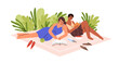 © Good Studio - Women friends reading books outdoor, relaxing in nature at summer weekend. Girls bookworms resting with fiction novels at leisure time on holiday. Flat vector illustration isolated on white background