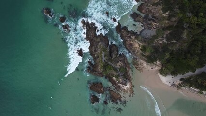 Canvas Print - Drone footage of the Fisherman's Lookout in Byron Bay, New South Wales, Australia