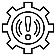 crisis management icon with gear and exclamation mark