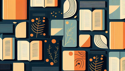 Wall Mural - seamless pattern with books