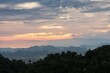 View from the Tiger Cave Temple over the mountains and jungles in Krabi, Thailand during the sunset