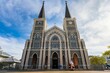 Catholic Cathedral of the Immaculate Conception in Chanthaburi Thailand against the blue sky