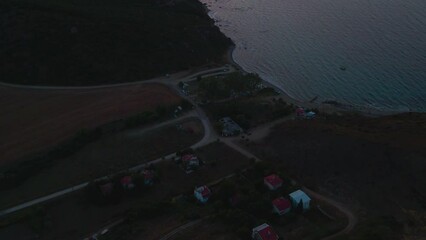 Poster - Beautiful aerial drone footage over Canakkale at sunset. Turkey.