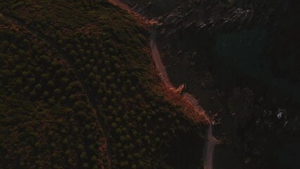 Sticker - Beautiful aerial drone footage over Canakkale at sunset. Turkey.