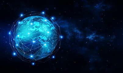 Wall Mural - global network connection covering the earth with lines of innovative perception. big data. global b
