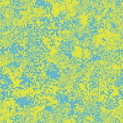 Canvas Print - Abstract urban pixel motif yellow and blue geometric brushed texture print