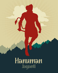 Wall Mural - Conceptual editable vector illustration for Hanuman Jayanti Indian religion festival. 