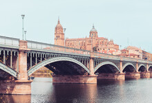 Cathedral And Bridge Of Salamanca, Castile And Leon In SPain