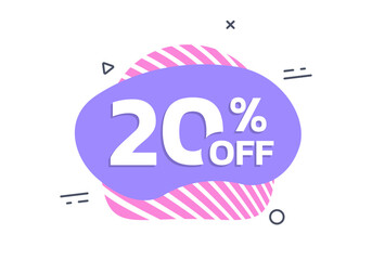 Canvas Print - sale badge, sticker or label. 20 percent price off liquid shape design. discount, promotion abstract