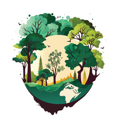 Sticker - Vector Illustration of Nature Landscape Background.